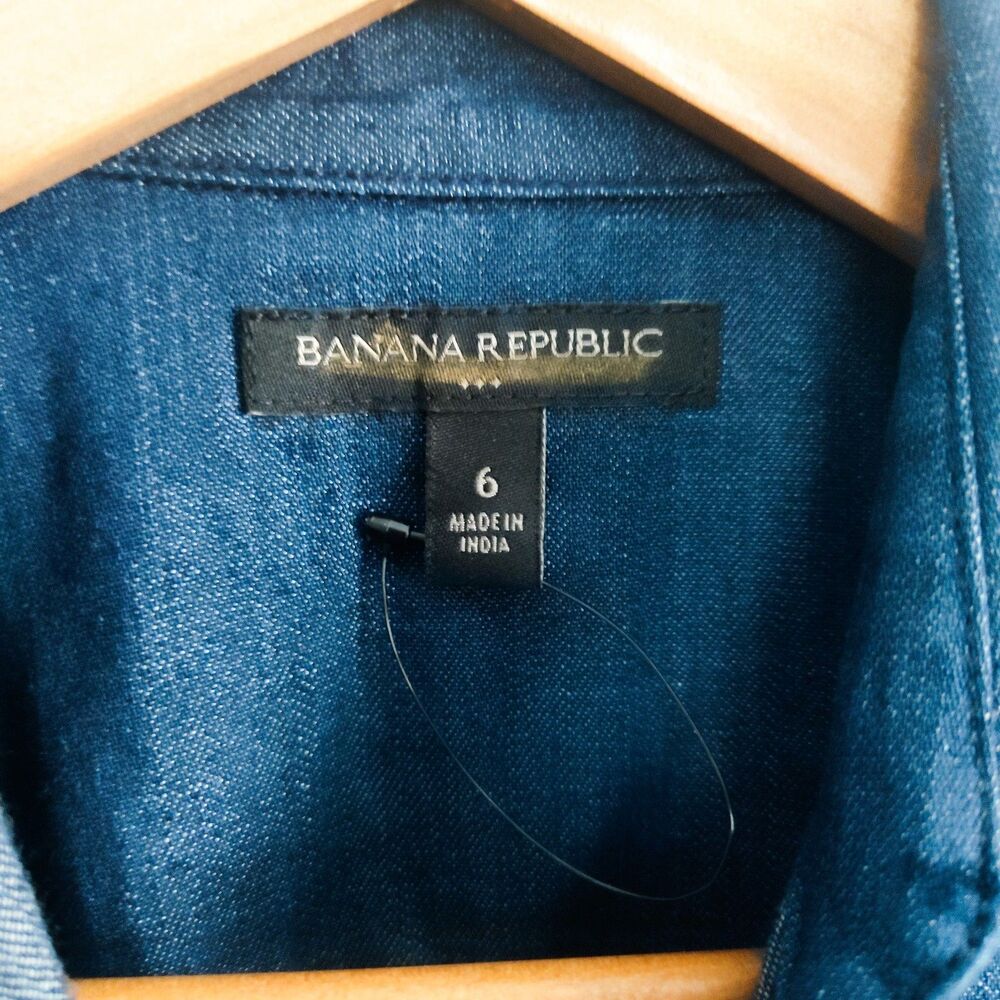 New Banana Republic Jumpsuit Size 6 Denim Wrap Top Dark Blue Long Sleeve NWOT - Picture 13 of 15